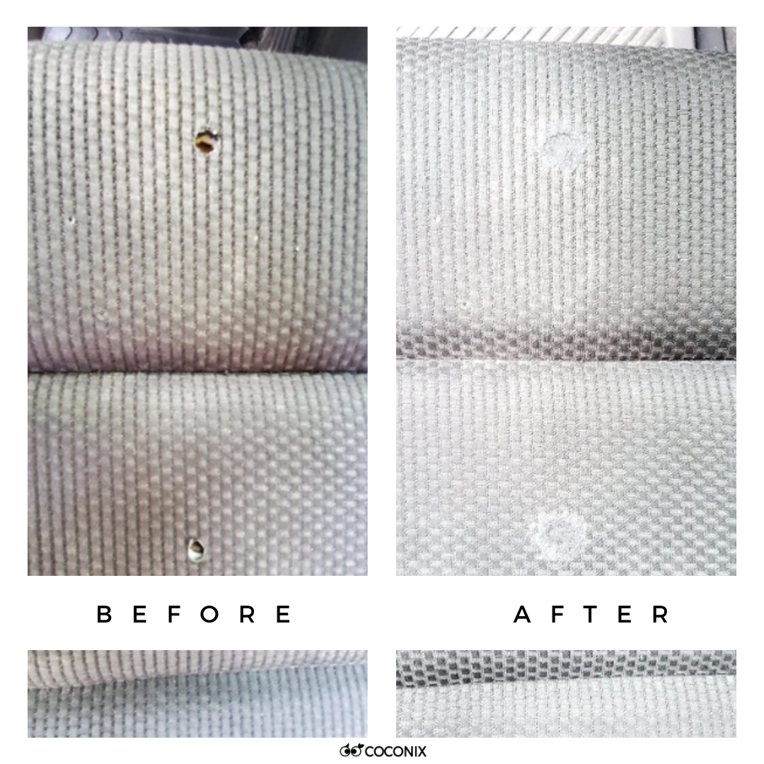 Before and after of a fabric seat burn I just repaired! : r/AutoDetailing