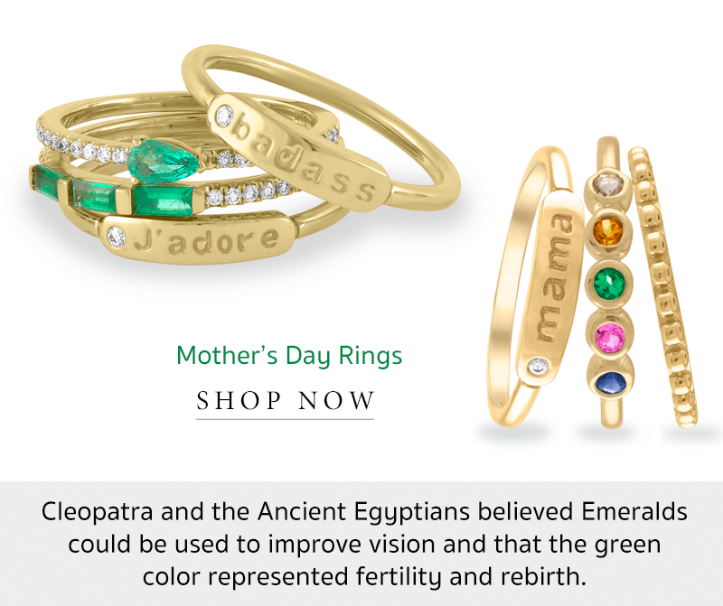 emerald may birthstone stackable rings