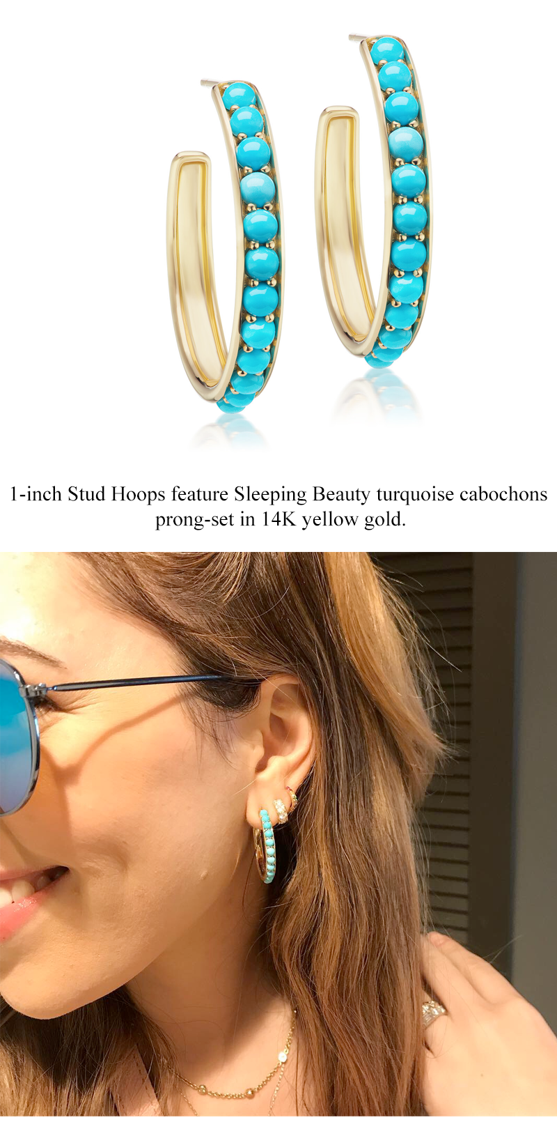 Jane Taylor turquoise hoop earrings