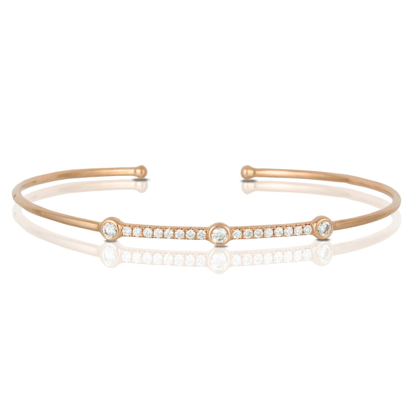Doves 18K Rose Gold Open Bangle Cuff Bracelet with Diamonds – NAGI