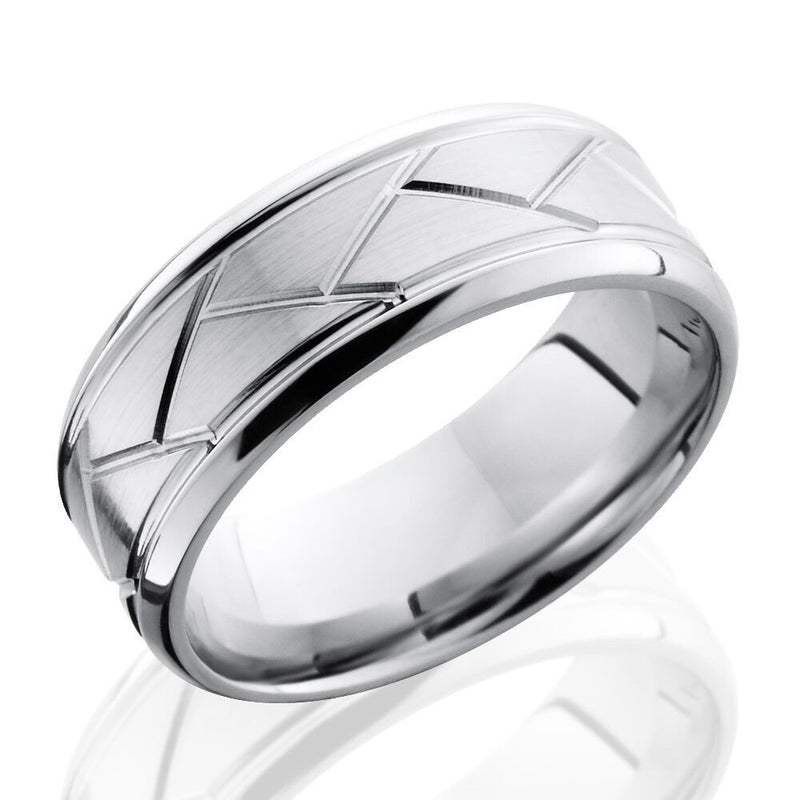 Lashbrook 8mm Cobalt Chrome Men's Flat Wedding Band Ring with Beveled ...