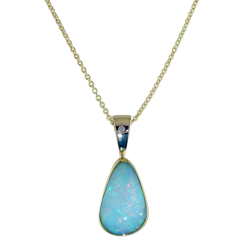 Ethiopian Freeform Opal & Diamond Necklace Pendant – NAGI