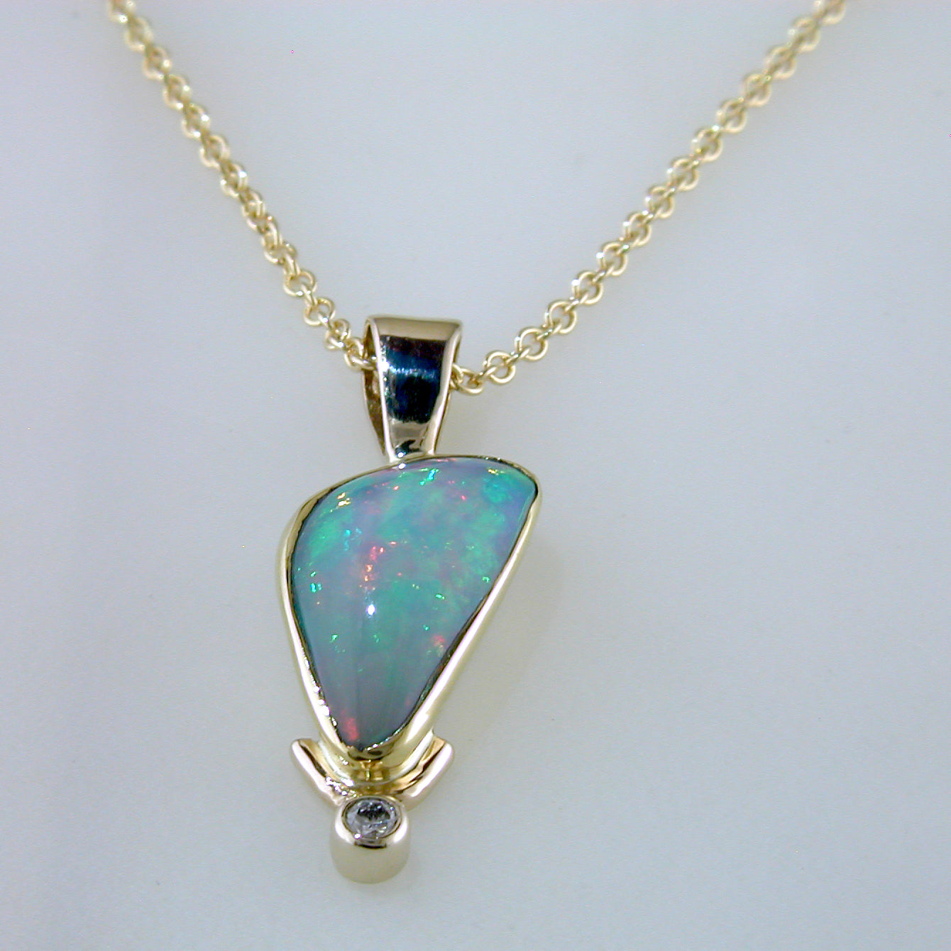 Ethiopian Freeform Opal & Diamond Necklace Pendant – NAGI