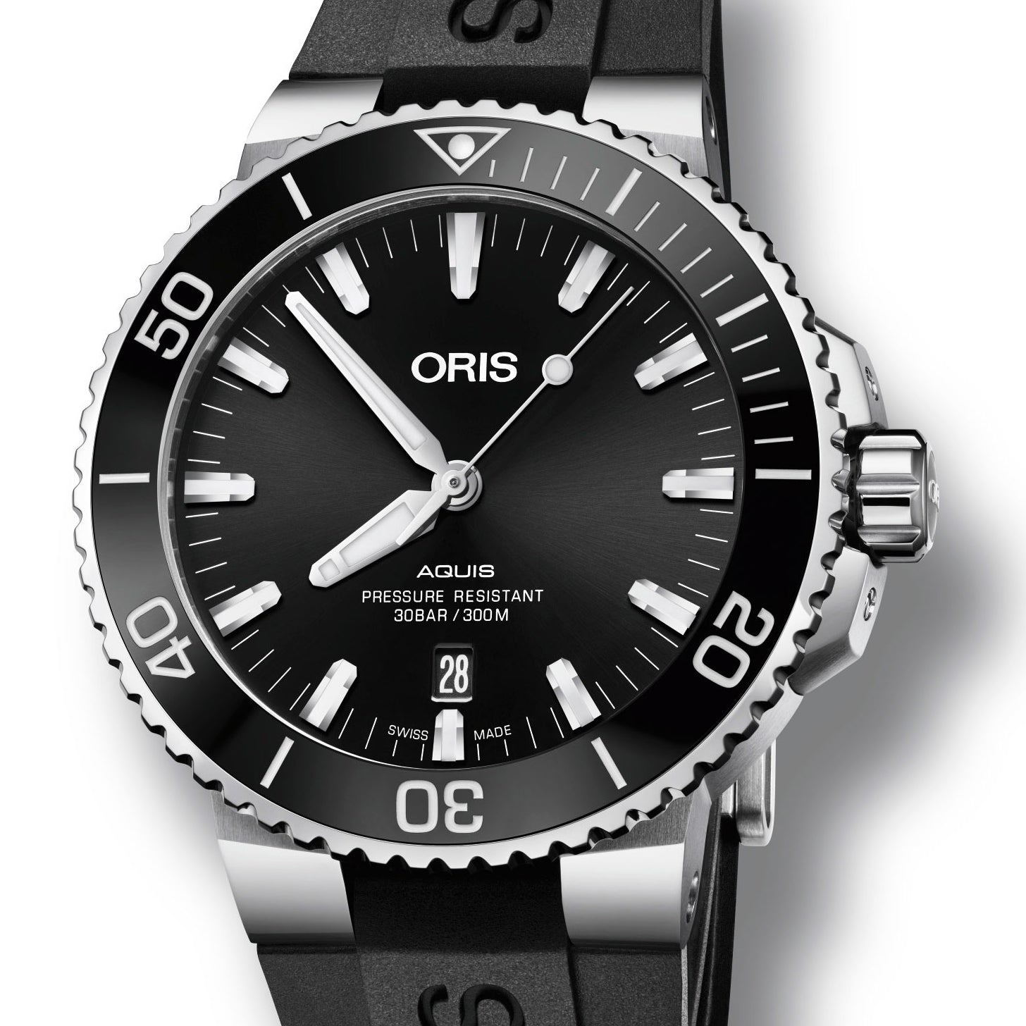 Oris Aquis Date Black Dial Rubber Strap 43.5mm Watch – NAGI