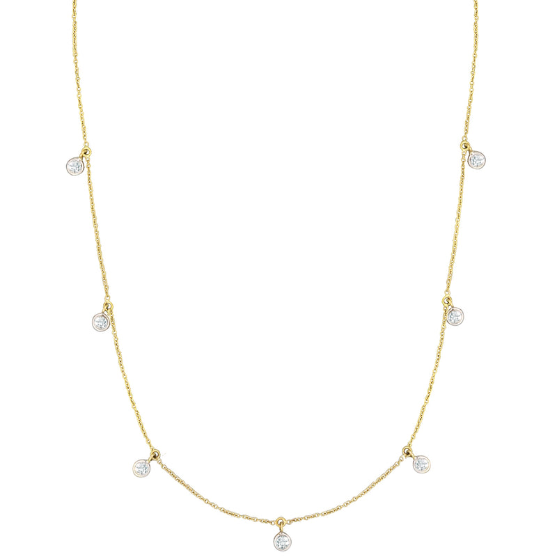 18K Yellow Gold 7 Station Hanging Diamond by the Yard Necklace – NAGI