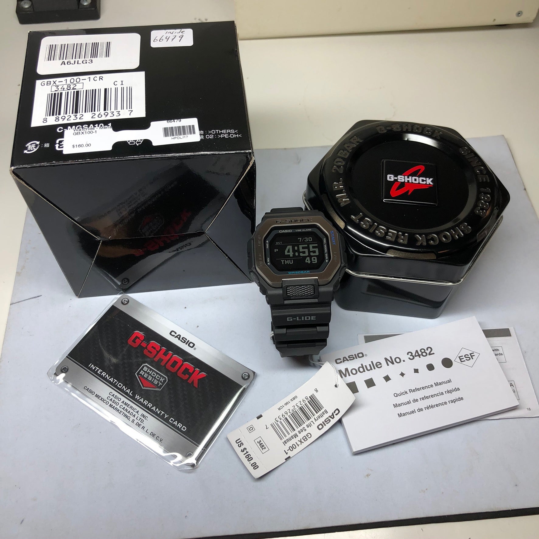 Casio G-SHOCK G-LIDE GBX-100-1 Black Surfer Men's Tide Surf Watch – NAGI