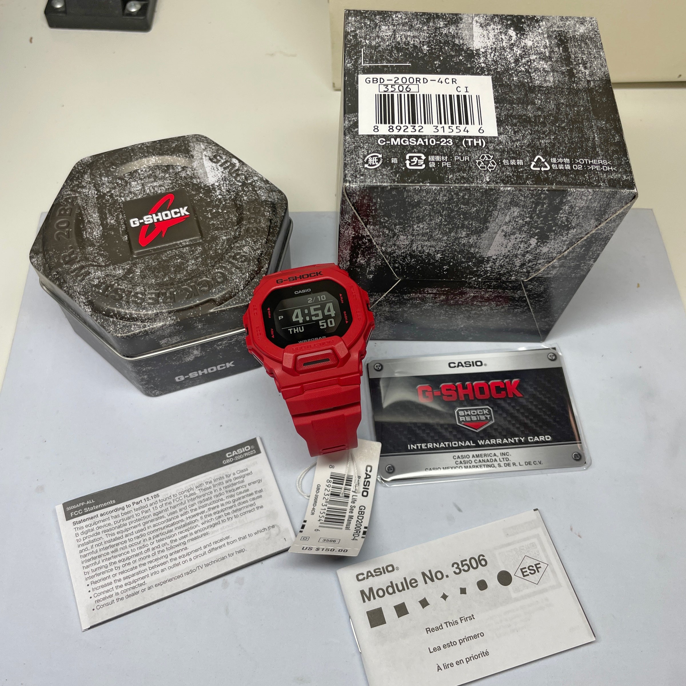 CASIO G-Shock GBD200RD-4 Burning Red Watch Power Trainer Square – NAGI