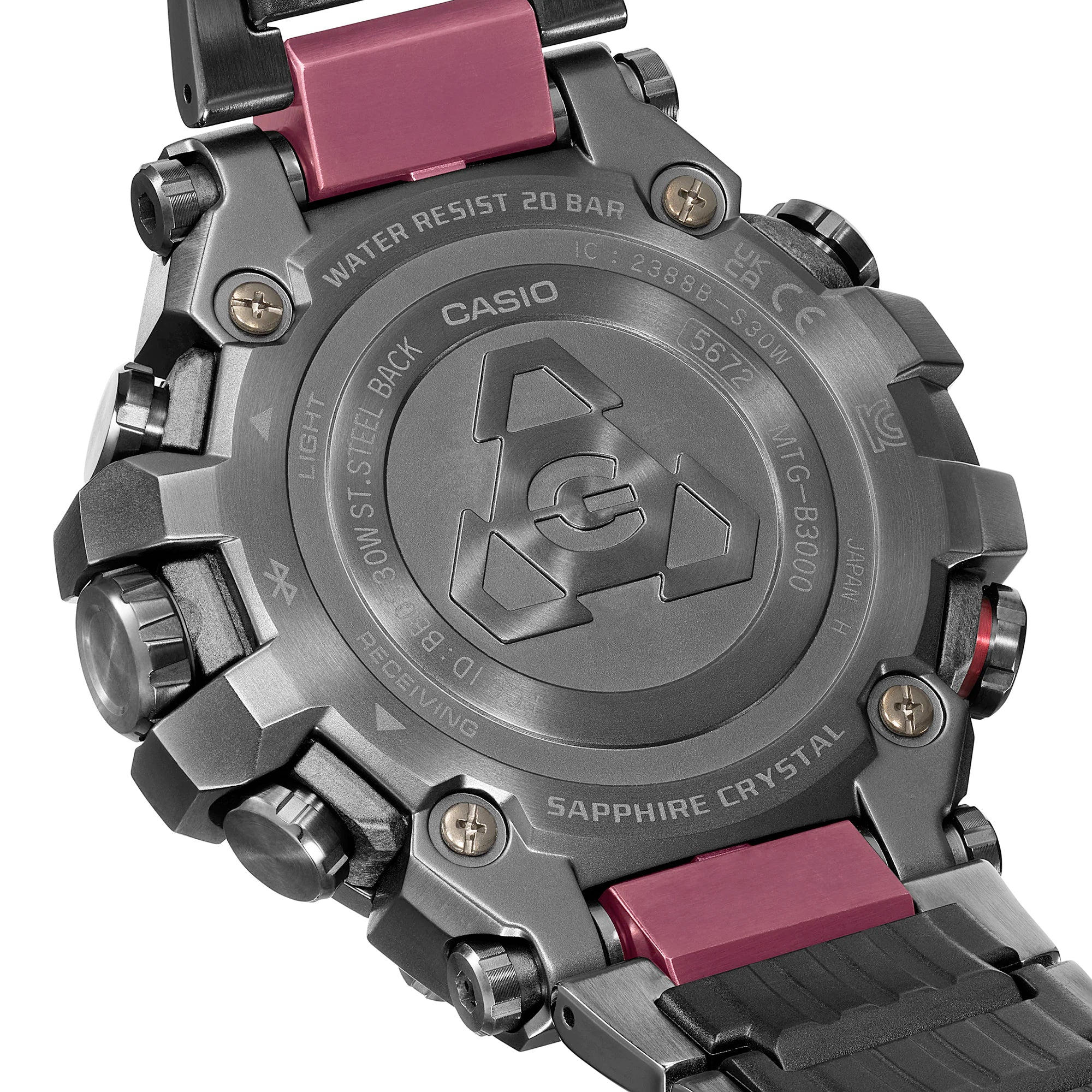 Casio G-Shock MTG MTGB3000BD1A Dark Grey Bordeaux IP Red Bluetooth Watch