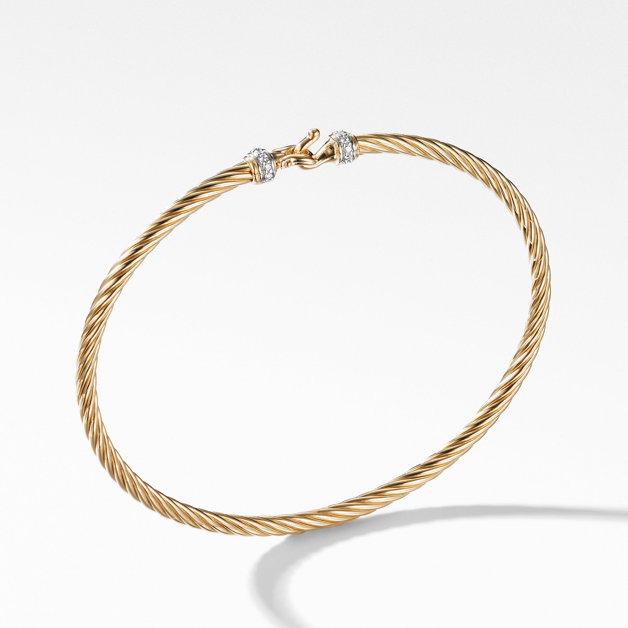 David Yurman Buckle Cable Bracelet with Diamonds in 18K Gold 3mm – NAGI