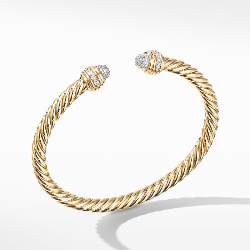 David Yurman 5MM Cable Bracelet in 18K Yellow with Diamonds – NAGI