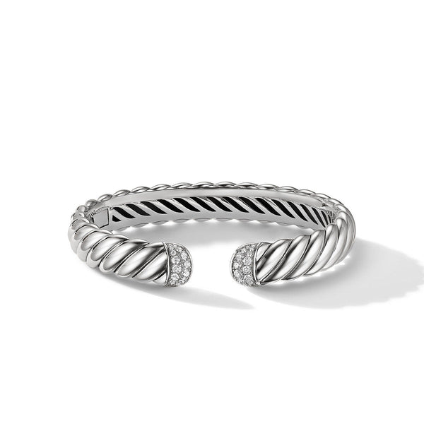 Sculpted Cable Cuff Bracelet with Pave Diamonds – NAGI