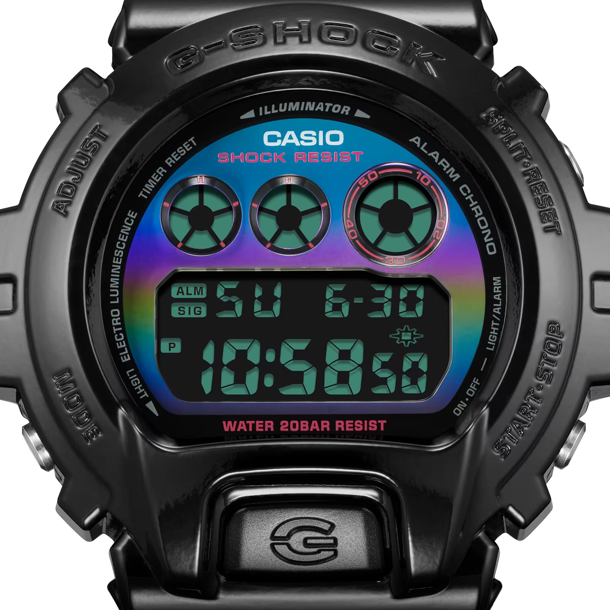 Casio G-Shock DW6900RGB-1 Rainbow Glossy Black Gamers Digital