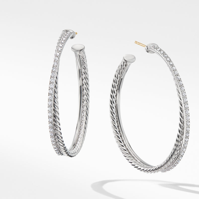 David Yurman Crossover XL Hoop Earrings With Diamonds NAGI   E14653DSSADI 800x 