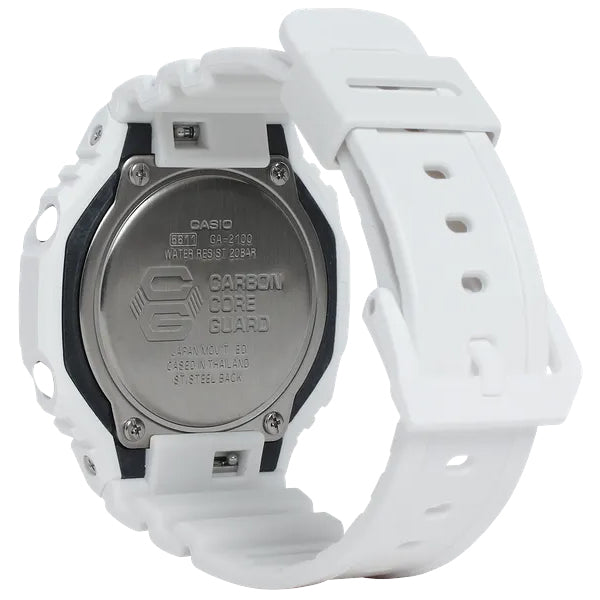 Casio G-Shock White Watch Black Dial CasiOak GA2100 Series GA2100-7A