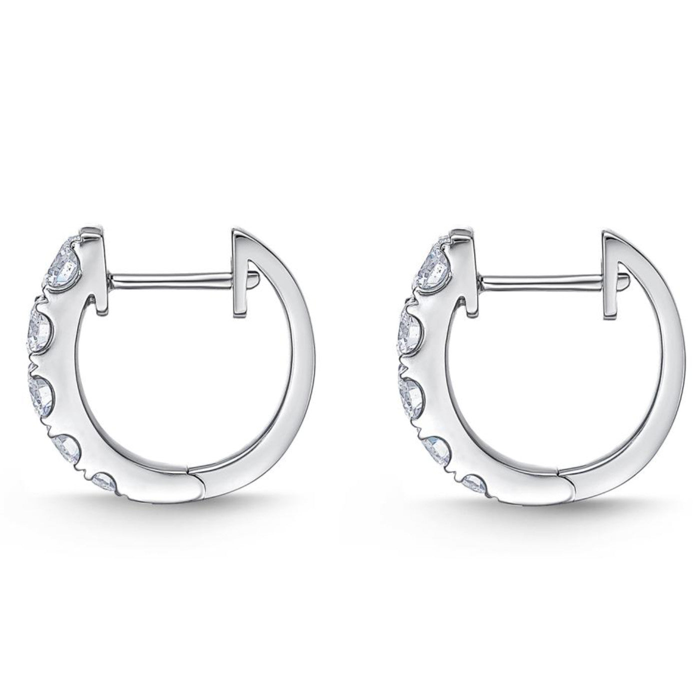 Memoire 18k White Gold Small Graduated Diamond Hoop Earrings – NAGI