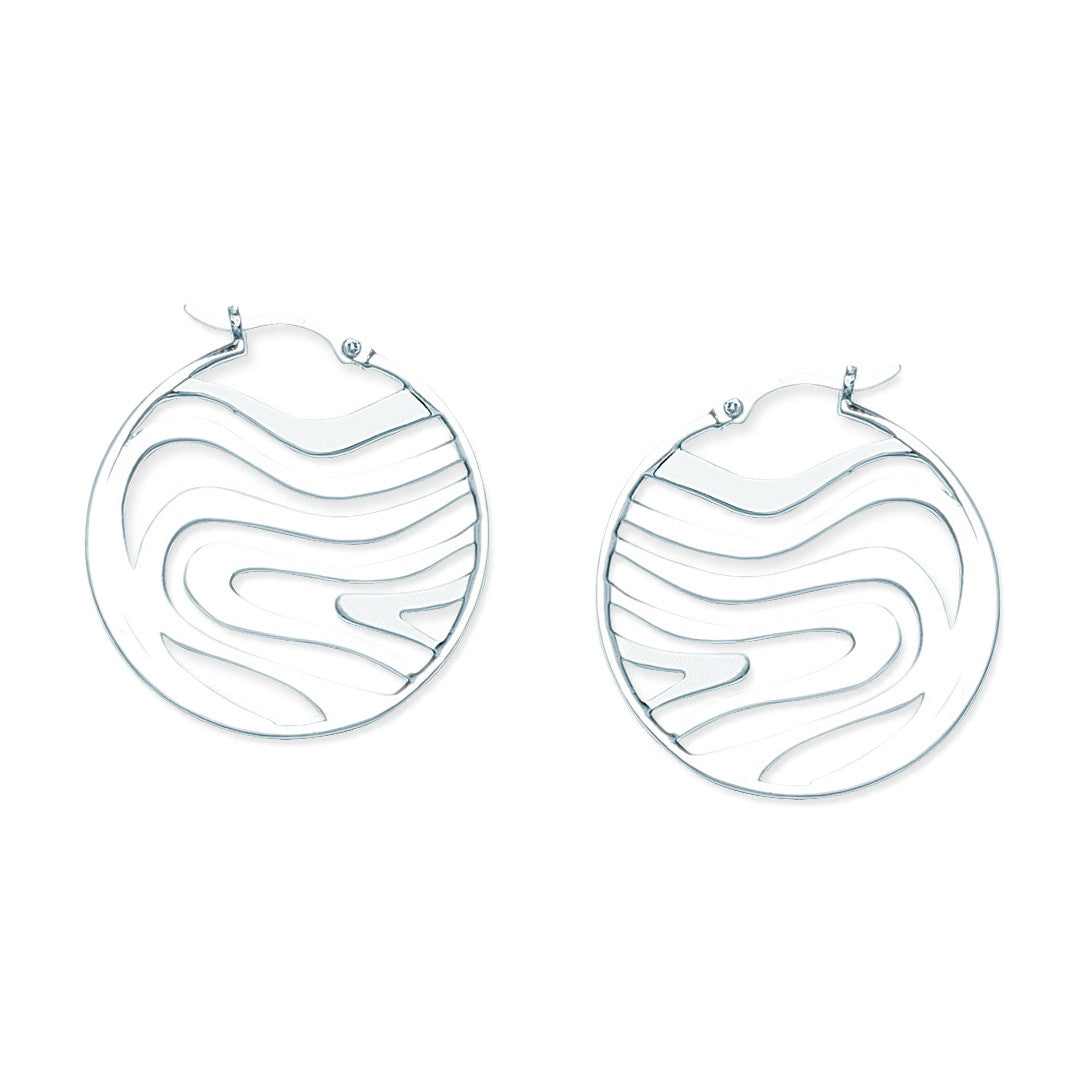 Sterling Silver Open Work Hoop Earrings