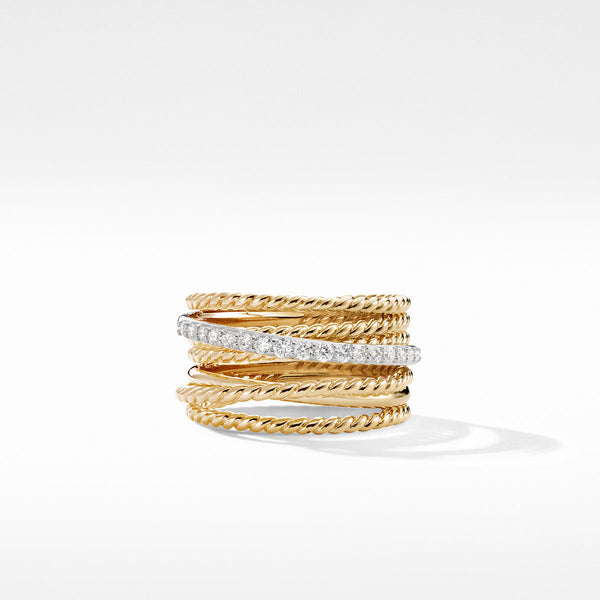 The Crossover Collection Wide Ring with Diamonds in 18K Gold – NAGI