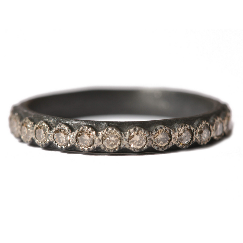 Armenta Blackened Champagne Diamond Stackable Oxidized Silver Eternity ...