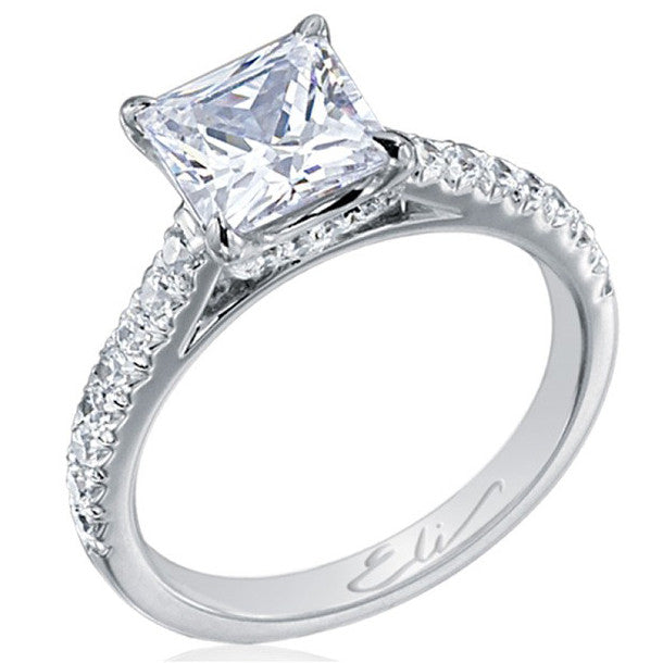  Princess  Cut  2  Carat  Diamond Engagement  Ring  with Side 