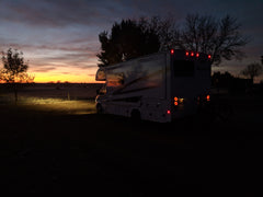 A predawn start for our longest day on the road.