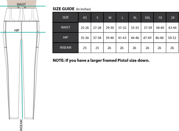 Size Guide - Eclipse Leggings - GunGoddess.com