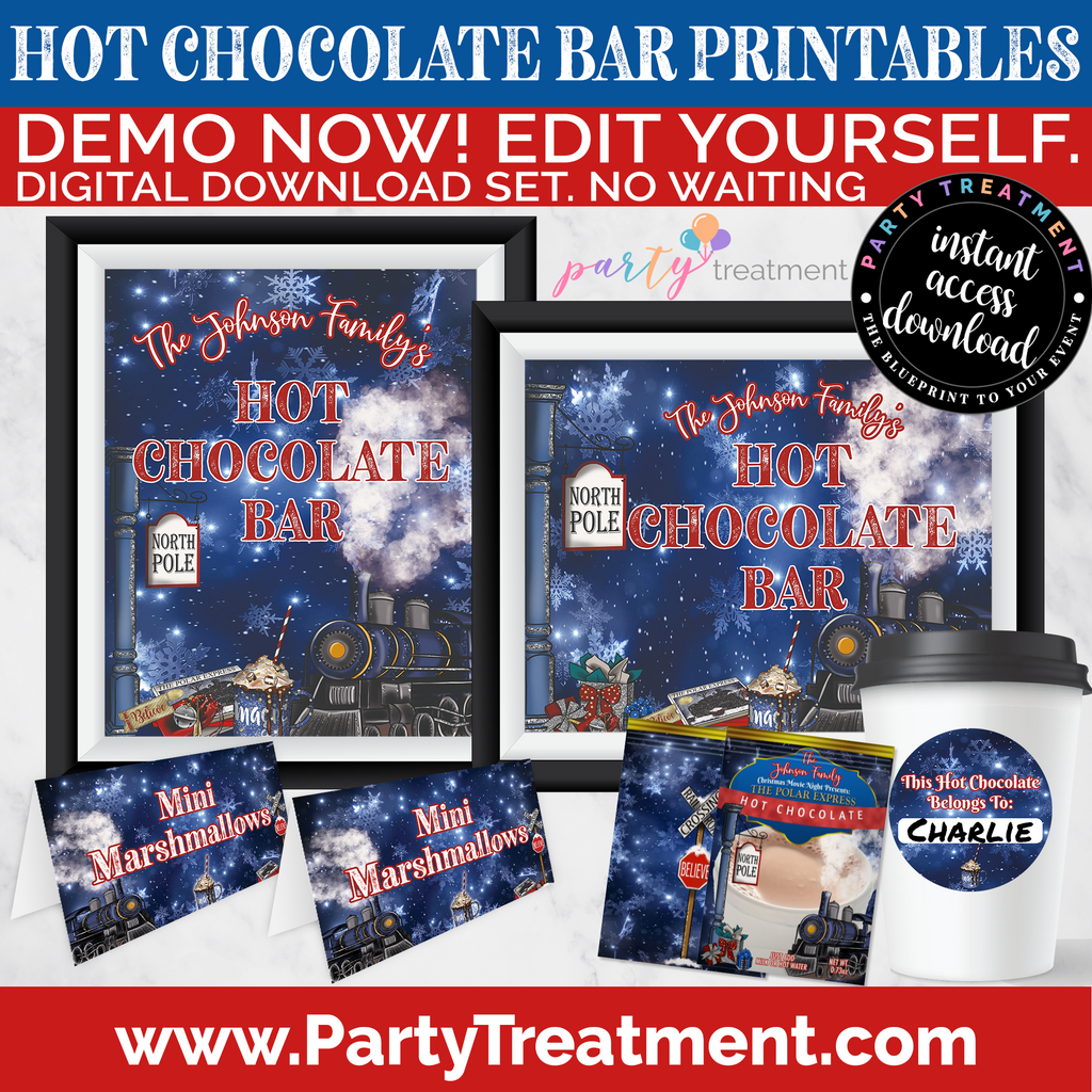 Polar Express Hot Chocolate Bar Printables Hot Cocoa Winter Express Party Treatment 