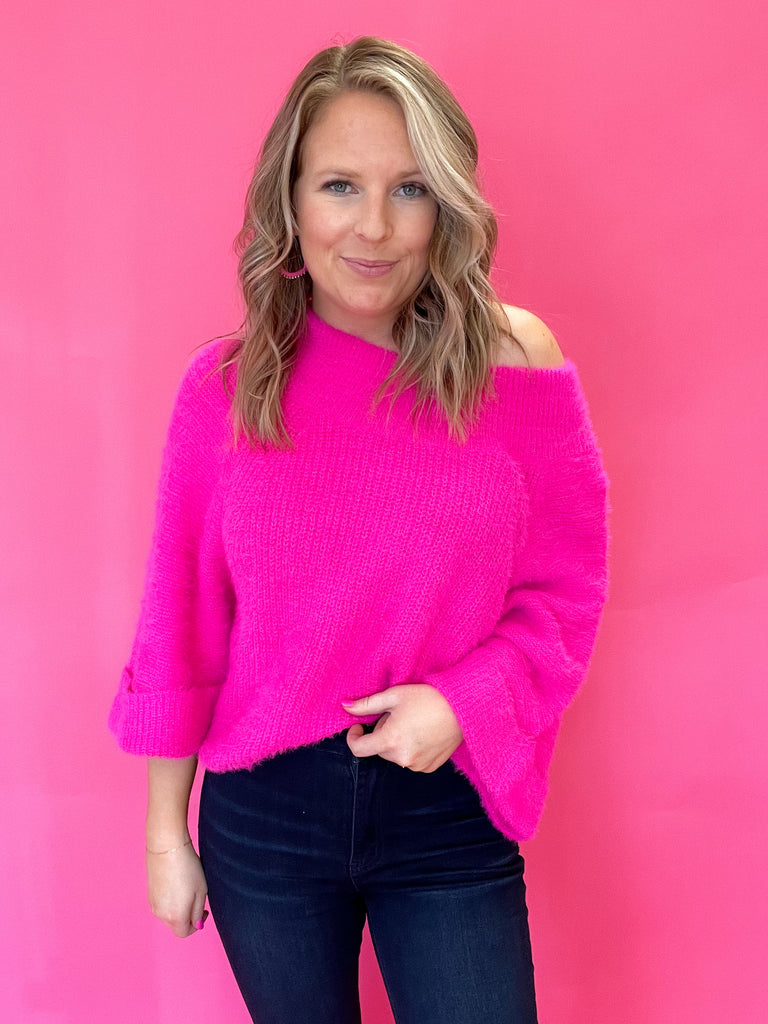 Came And Went Sweater : Hot Pink
