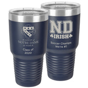 ND Large 30 oz. Personalized Navy Blue Insulated Tumbler with Clear Lid