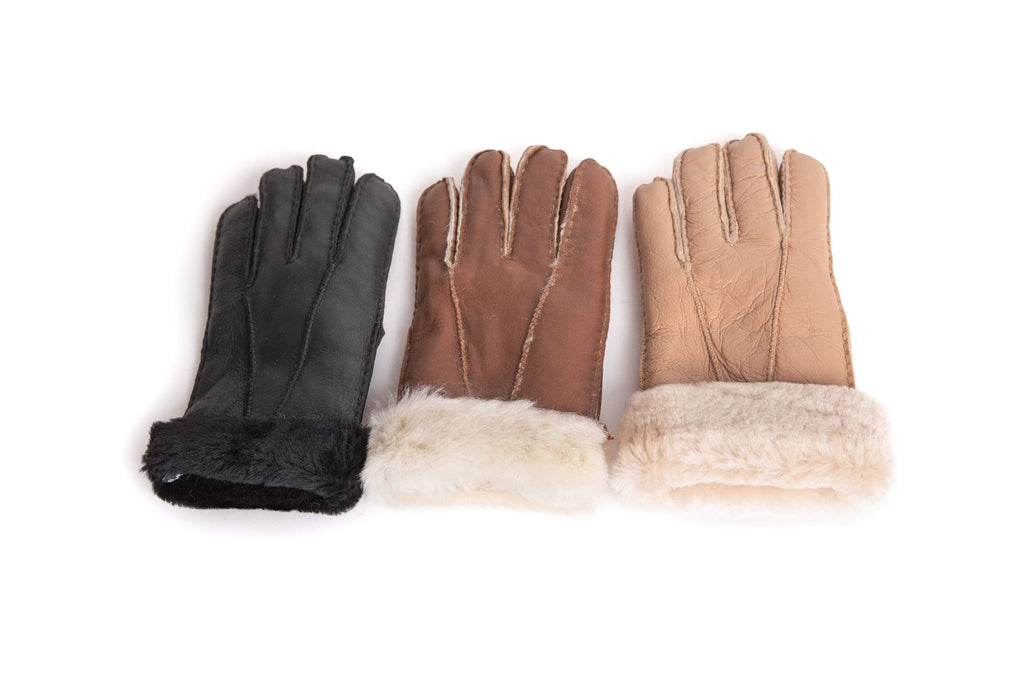 leather fluffy gloves