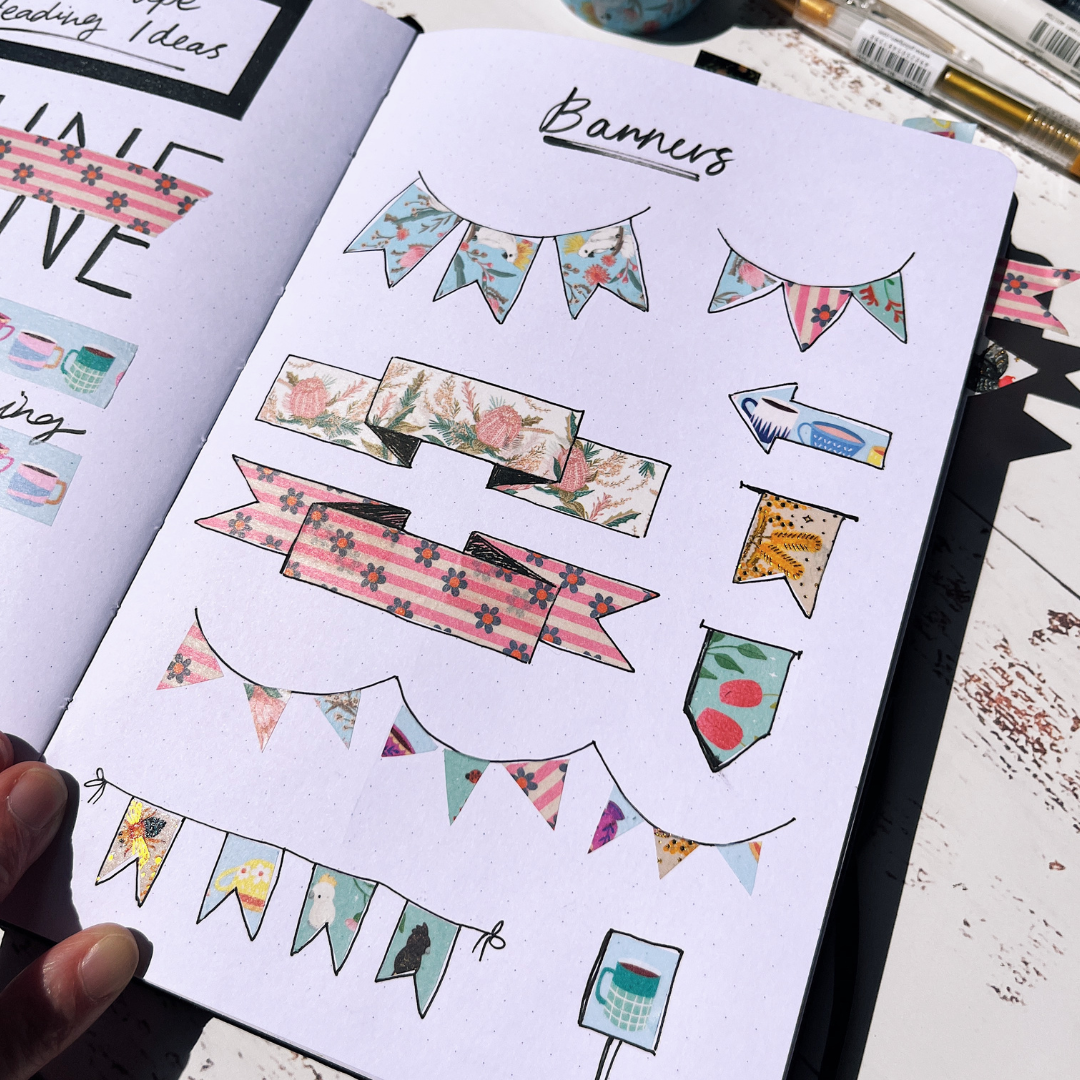 washi tape banners bullet journal ideas