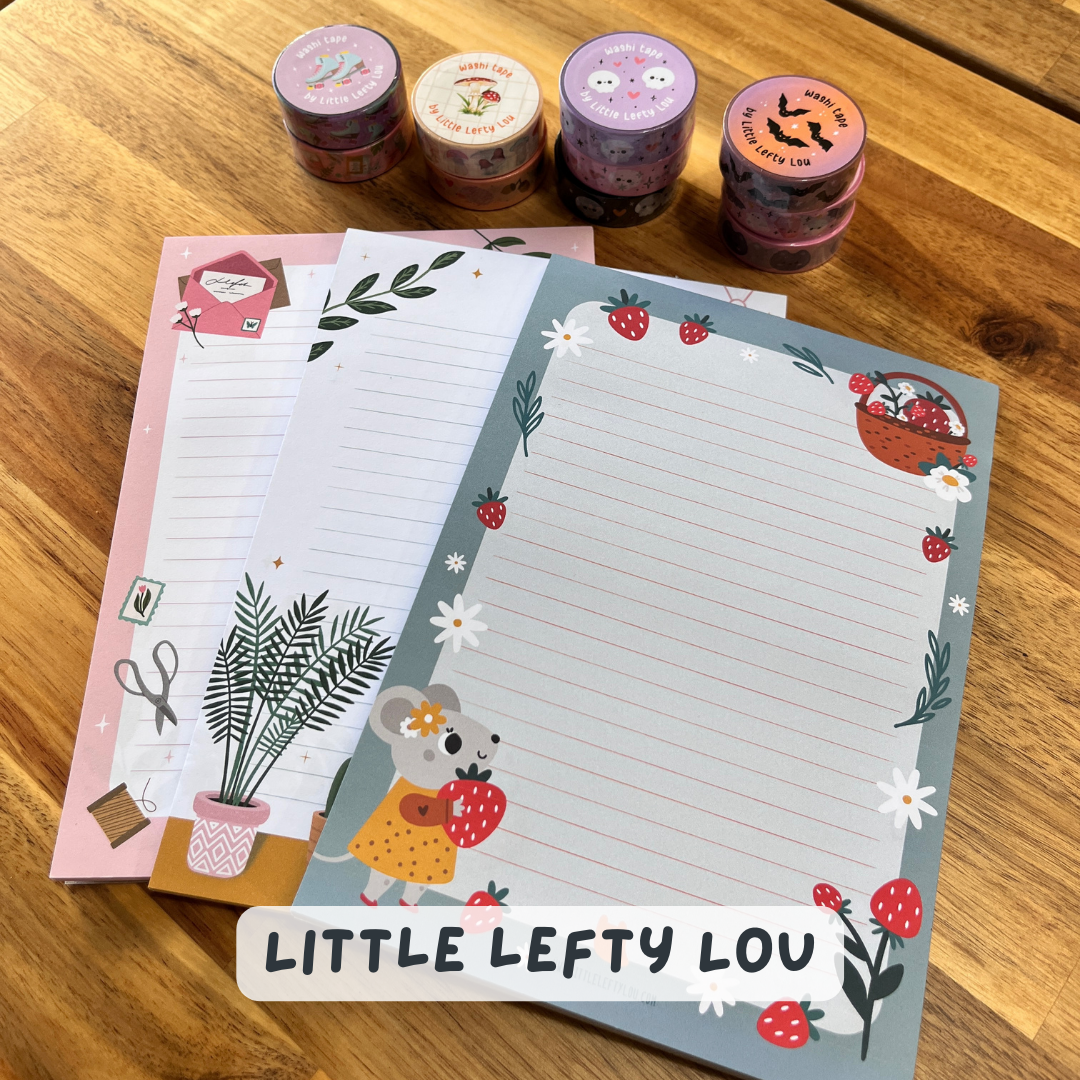 Little Lefty Lou washi tape and letter writing sets