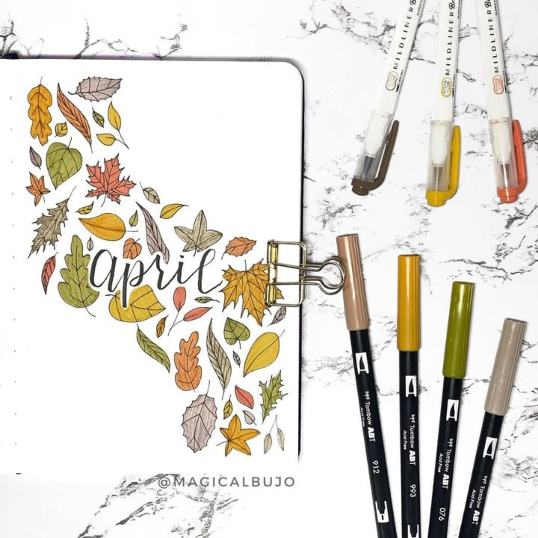 Autumn themed bullet journal spread via @magicalbujo