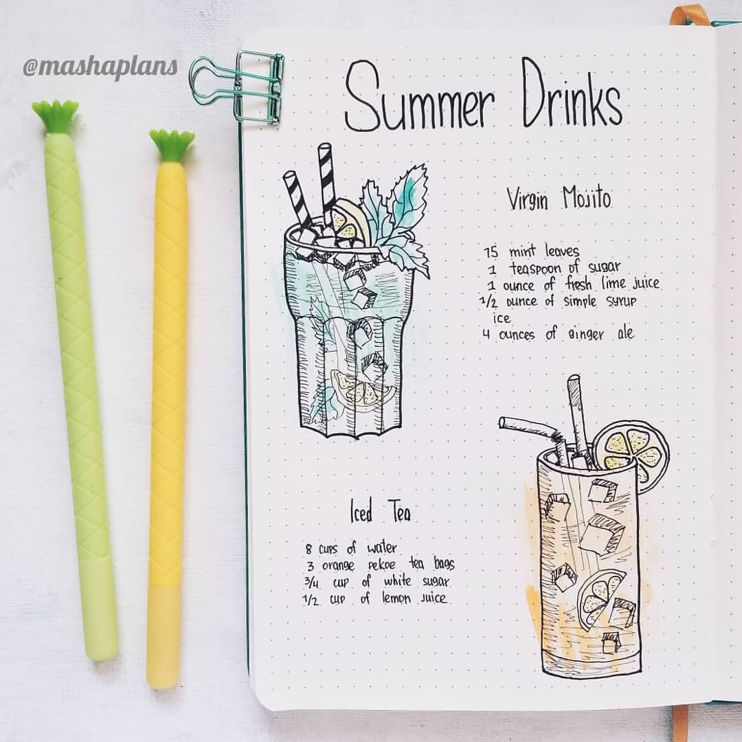 Summer Holiday Recipe Bujo