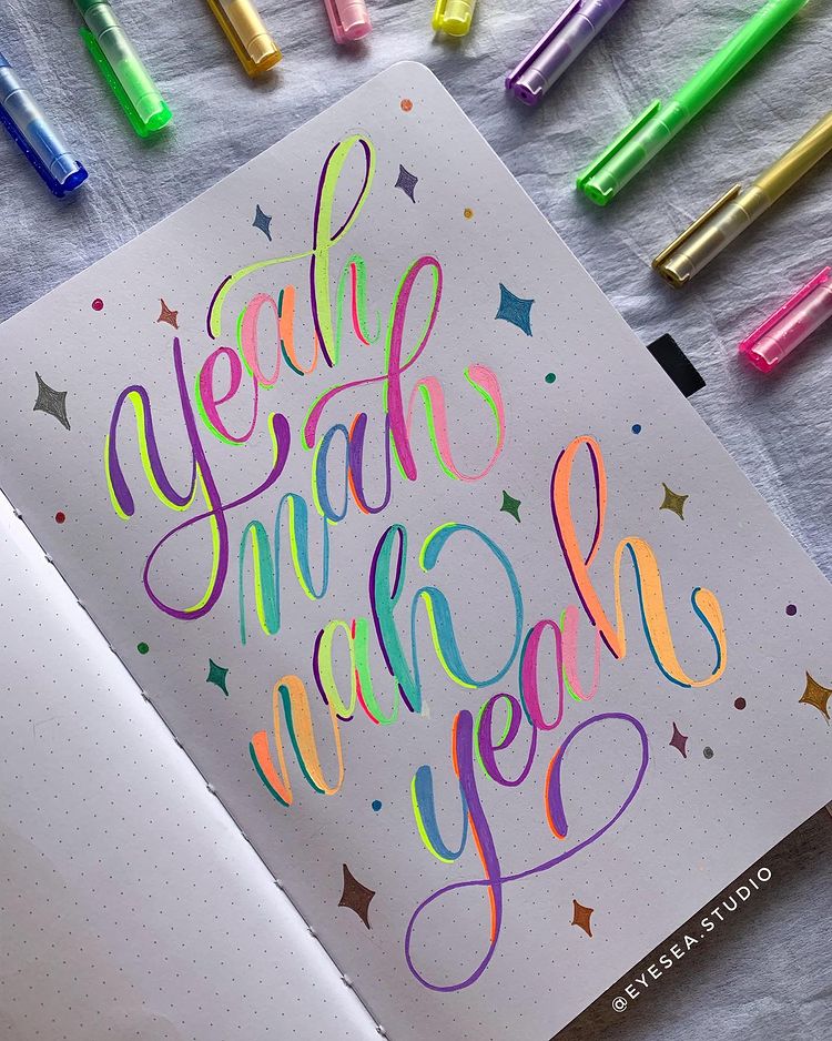 @eyesea.studio calligraphy hand lettering and bullet journal spread