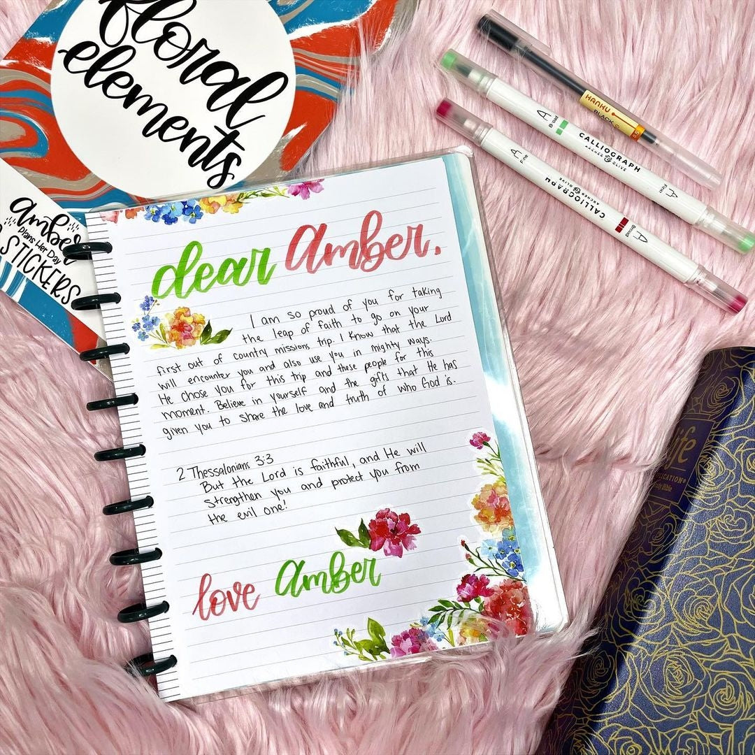 Floral Elements Sticker Book Amber Plans Her Day