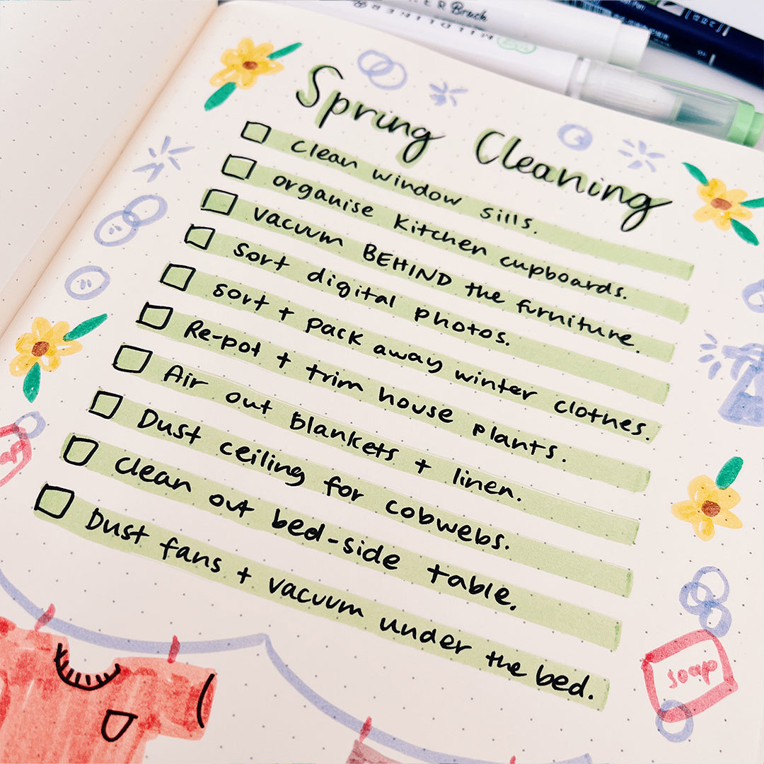 Spring Cleaning Bullet Journal Check List
