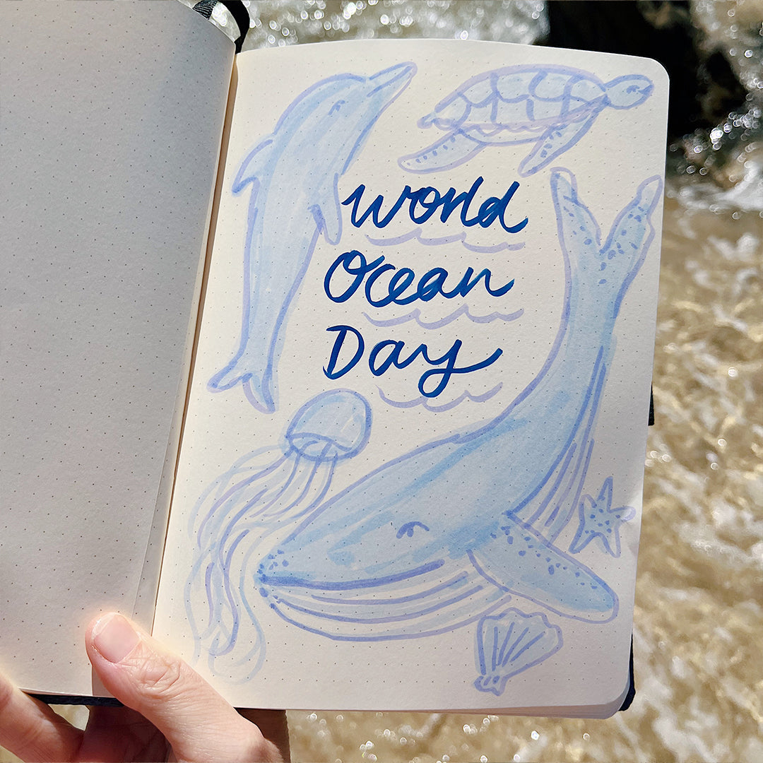 World Ocean Day art journal spread