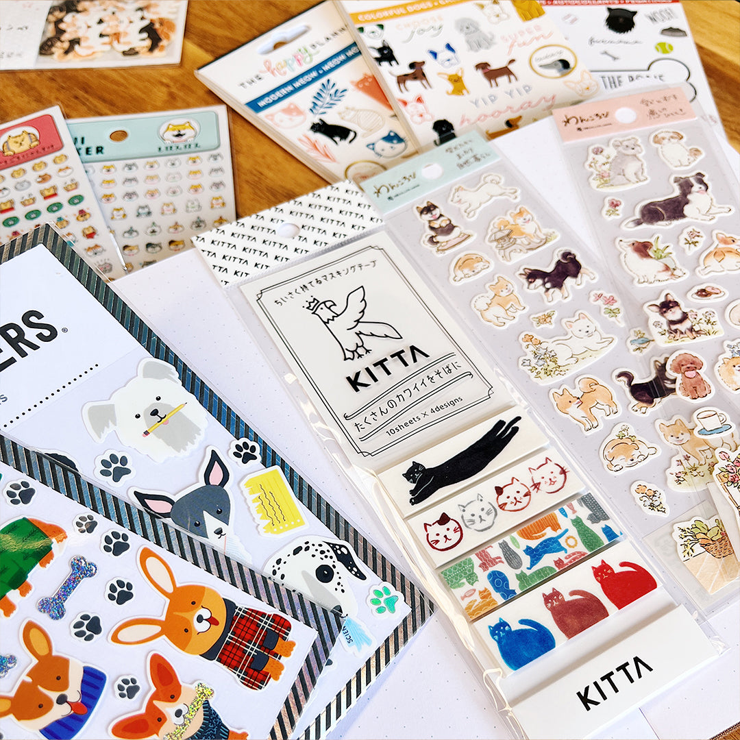 Dog and cat stickers for pet journaling