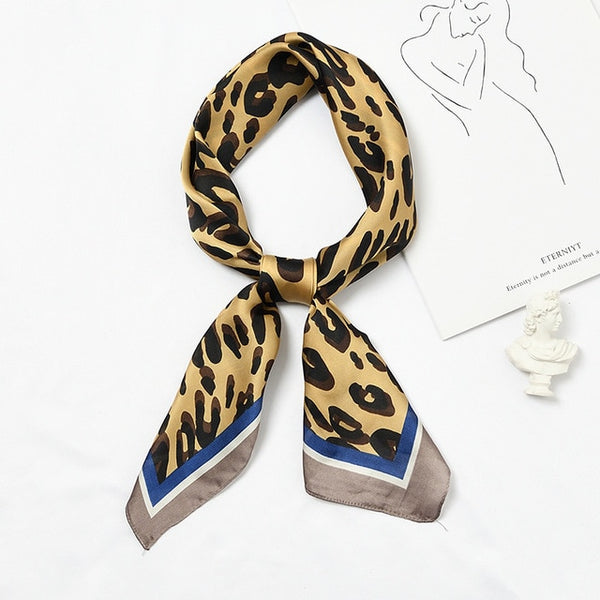 2019 Hot Sale 70*70cm Woman Winter Scarves Multicolor Patchwork Long Scarf Silk Square Feel Satin Skinny Warm Scarf