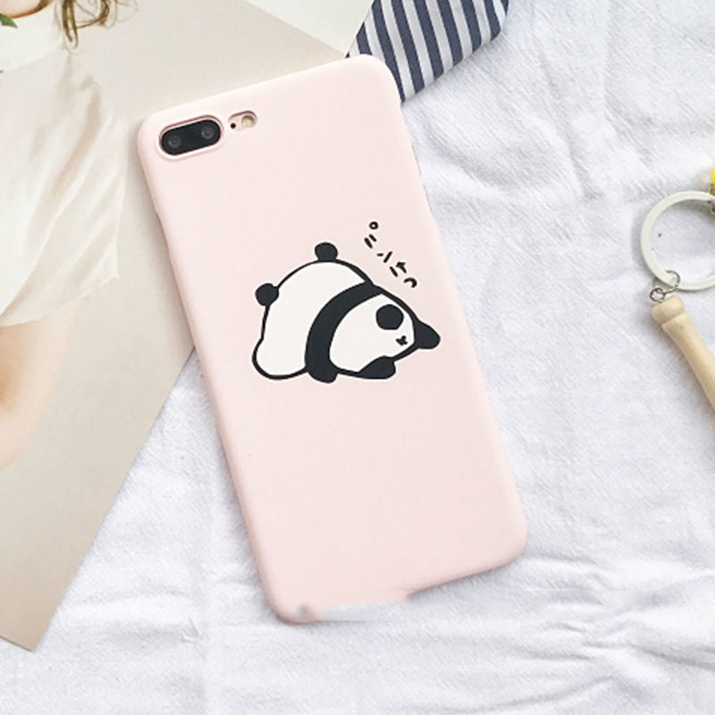 Cartoon Cute Pink Panda Frosted Hard Pc Phone Case For Iphone 7 For Ip Intel Retro