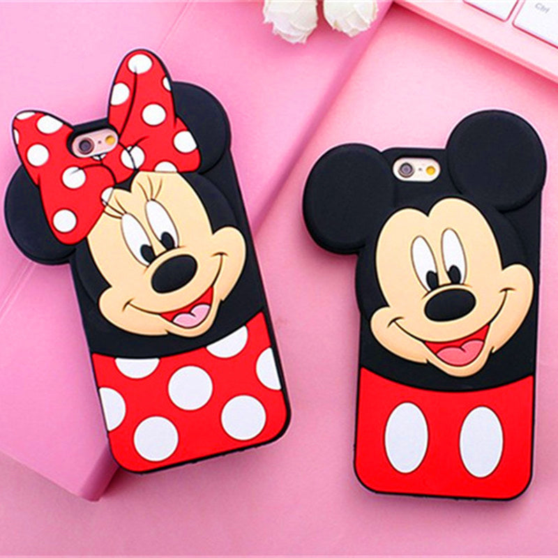 New 3d Cute Mickey Minnie Mouse Cartoon Soft Silicone Phone Case For Iphone 8plus 7 7plus 4 4s 5 5 5s 6 6s Plus Rubbe Back Cover