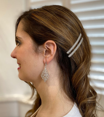 Disco-Hair-Accessories-And-Earrings-Silver-Diamante-Hair-Slides
