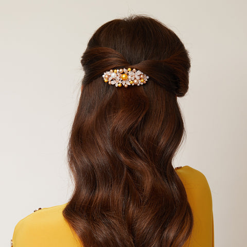 gold hair accessories pearl clip