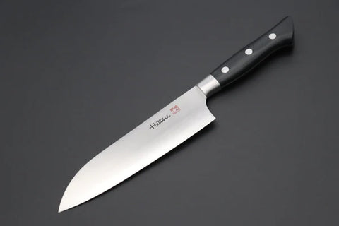 Hattori Forums FH Series FH-4L Santoku 170mm (6.6inch, Black Linen Micarta Handle)