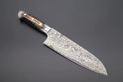 Takeshi Saji SUMMIT %u2015 Limited Edition Custom Series SMT-634 R-2 Custom Damascus Santoku 180mm (7 Inch)