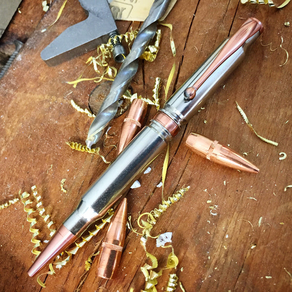 High Caliber Craftsman - 308 Shell Nickel Bullet Pen - Made in USA