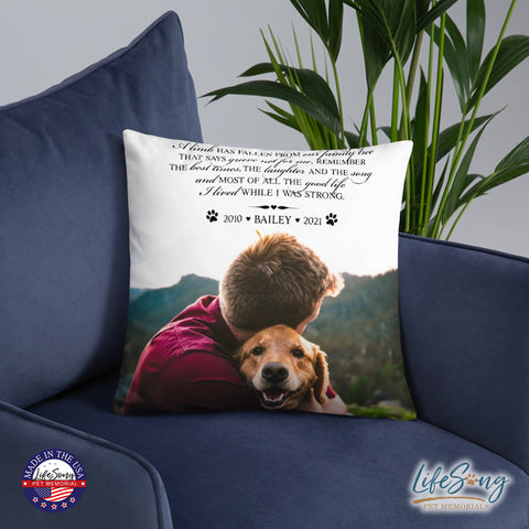 Personalized Pet Memorial Printed Throw Pillow - A Limb Has Fallen From Our Family Tree