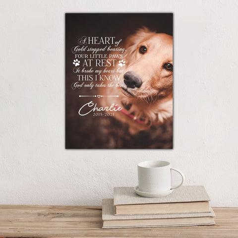 Pet Memorial Custom Photo Wall Plaque Décor - A Heart Of Gold