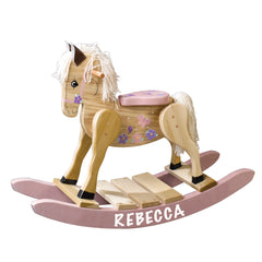 LifeSong Milestones Solid Wood Pink Personalized Rocking Horse