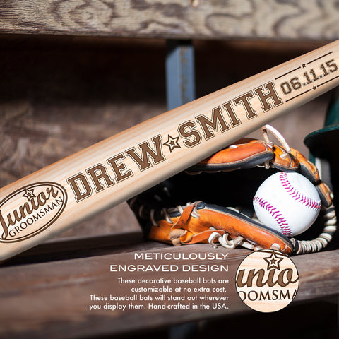 Personalized Unique Wedding Participants Baseball Bat Shelf Décor